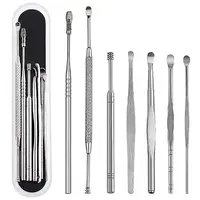 7pcs/set Ear Wax Pickers Cleaner Stainless Steel Earpick Wax Remover Curette Care Ear Pick Cleaner Ear Cleaner Spoon Clean Tool 1