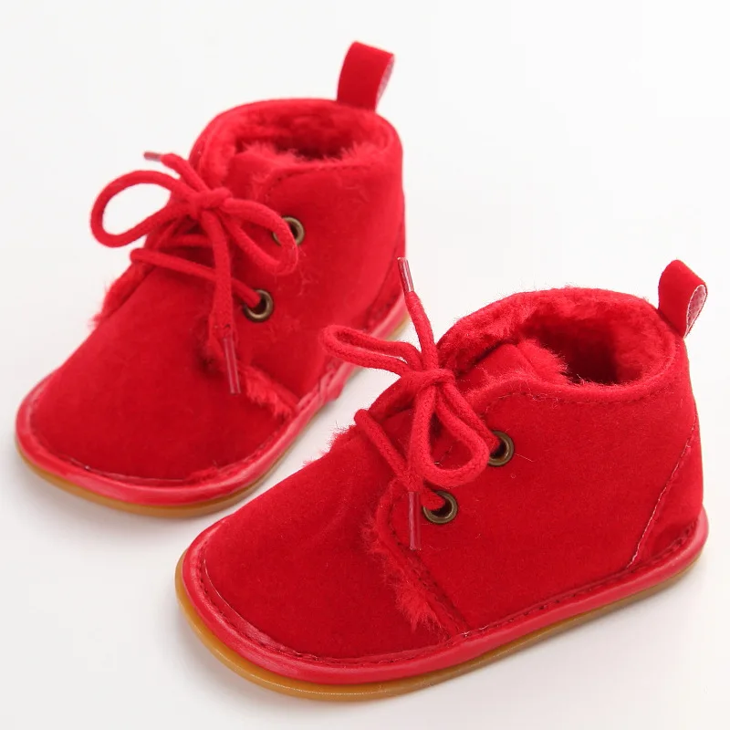 Новинка года; детская обувь; повседневные туфли для новорожденных девочек и мальчиков на шнуровке; Зимние ботиночки для малышей; нескользящая обувь для малышей - Цвет: Red