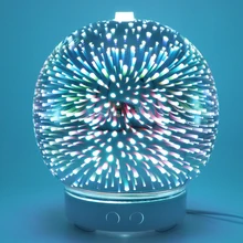 3D стеклянный Ароматерапевтический увлажнитель воздуха, диффузор эфирного масла, бесшумный туман, без воды, автоматическое отключение, 7 цветов, светодиодный свет