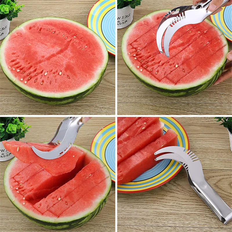 

Watermelon Slicer Cutter Tongs Corer Fruit Melon Stainless Steel Tools NEW Watermelon Cut Refreshing Watermelon Cubes Kitchen