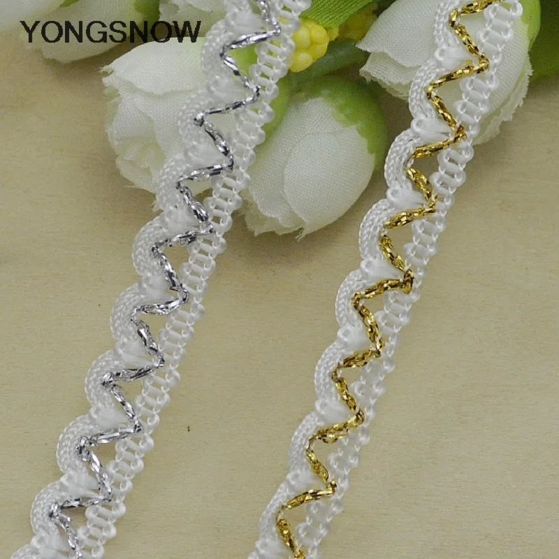 5m Gold Silver Lace Trim Ribbon Curve Lace Fabric Sewing Centipede Braided Lace Wedding Craft DIY Clothes Accessories Decoration - Image 5