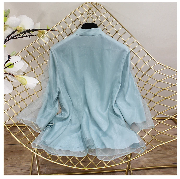 Китайская рубашка, традиционная китайская блузка, qipao Топ, шифон, длинный рукав, женские топы, чонсам, кружевная вышивка, блузка для девушек
