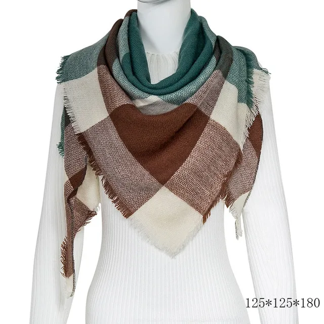 RUINPOP, Модный женский зимний шарф, роскошный клетчатый шарф, шарфы, Женский треугольный бандаж, бандаж, Женский мягкий теплый шарф - Цвет: C14