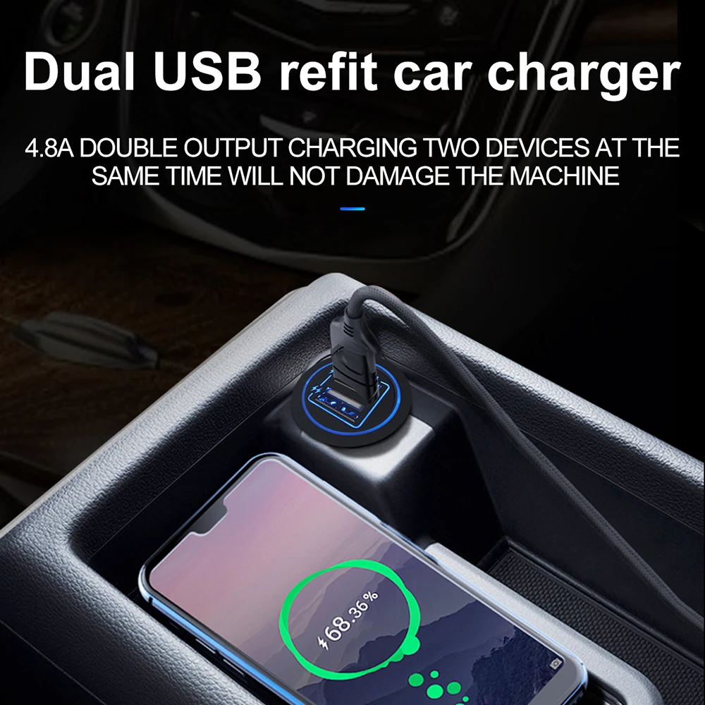 Двойной USB Зарядное устройство гнездо Водонепроницаемый Мощность выход 4.8A/5V Светодиодный индикатор для детей возрастом от 12/24V автомобиль лодки RV ATV Морской мотоцикл