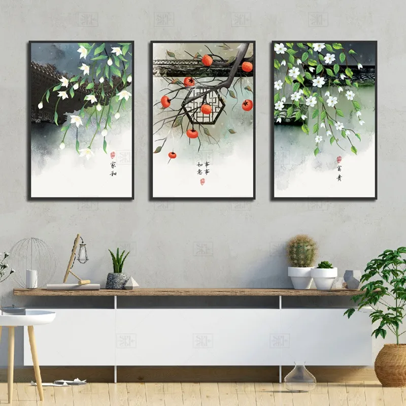 

New Chinese Style Folk Hand Drawn Illustration Creative Canvas Paintings Wall Art Pictures For Living Room Home Decor Nostalgic