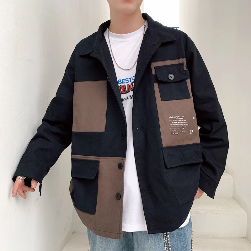 

Men's tooling jacket 2019 autumn and winter students casual loose tooling jacket couple jacket youth trend men's clothing