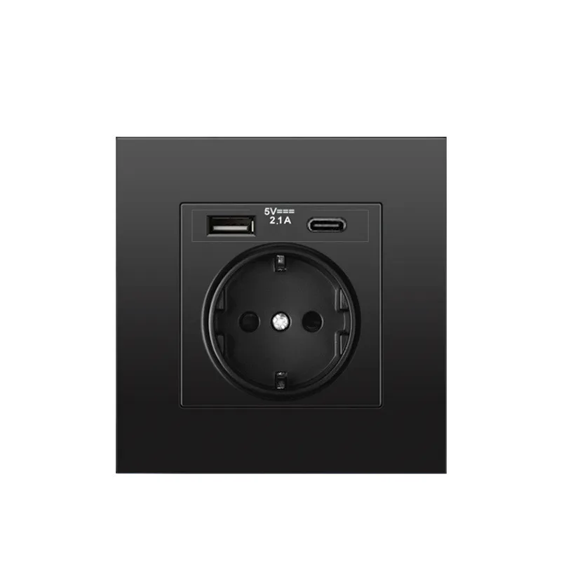 DepoGuye  EU ǥ  C 220V USB ÷  ,  USB ,   16A  ܼƮ 86mm * 86mm
