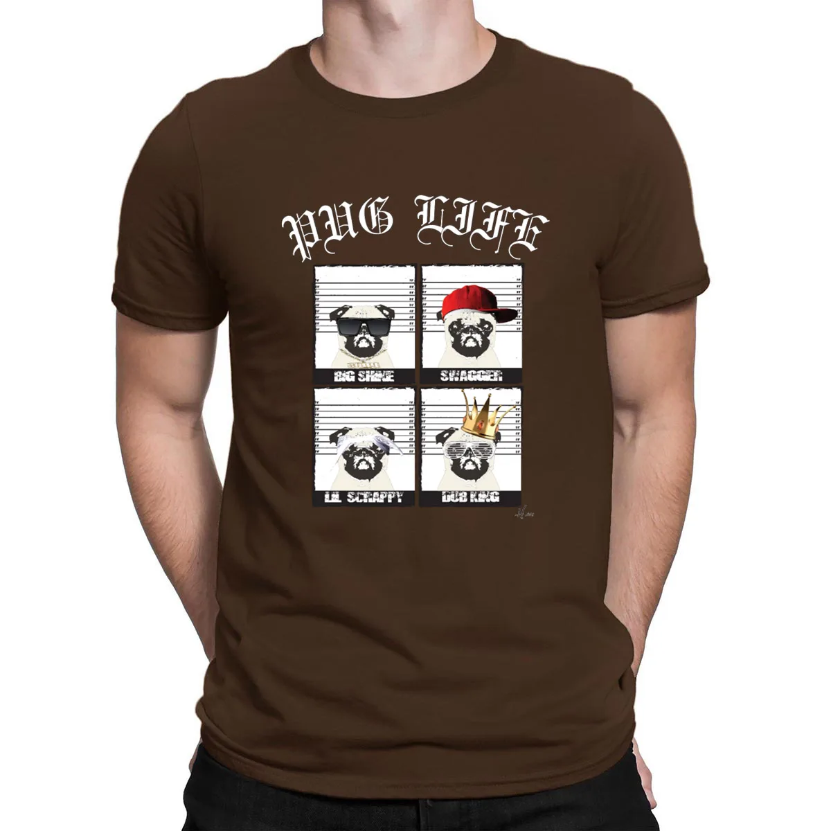 coffee Футболки с Мопсом Homme Clever Personality летние мужские классические дешевые европейские размеры S-3XL Anlarach Pictures - Цвет: coffee