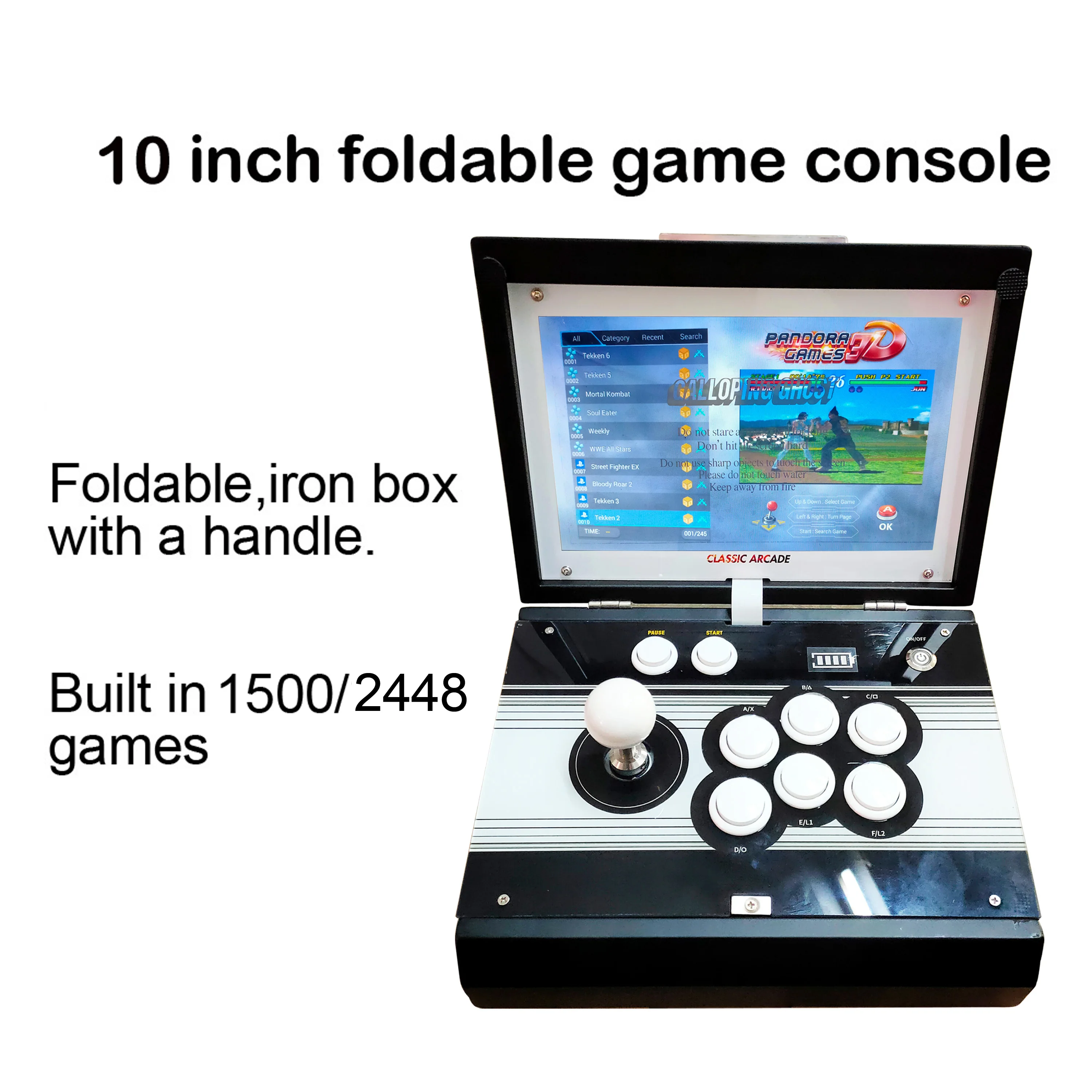 

10" Pandora Treasure 3D 2448 in 1 Arcade Console Portable Arcade Box 9 with Zero Delay Joystick Button Retro Video Machine