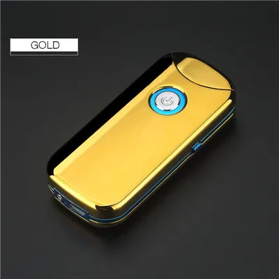 GOLD USB Электронная двойная дуговая зажигалка, ветрозащитная перезаряжаемая электрическая плазменная зажигалка, аксессуары для курения, лучший подарок для мужчин - Цвет: GOLD