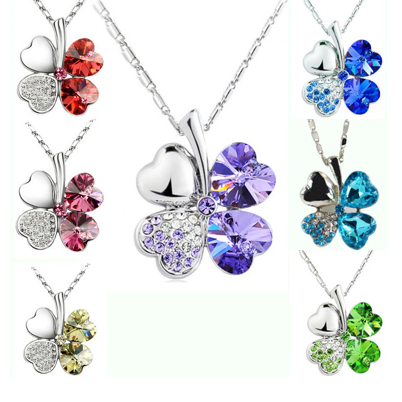 Оптовая цена серебряное ювелирное ожерелье роскошное колье Lucky Clover голубое