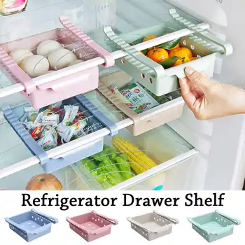 

Kitchen Refrigerator Storage Rack Organizer Box Pull-out Drawer Fridge Freezer Shelf Holder Organiser Space Saver Eco-friendly
