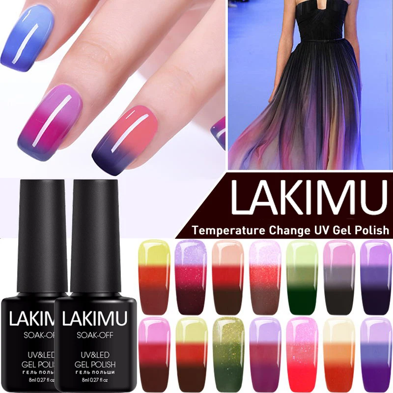 LAKIMU 2019 гель для ногтей Радужный изменение настроения цветной дизайн УФ-гель