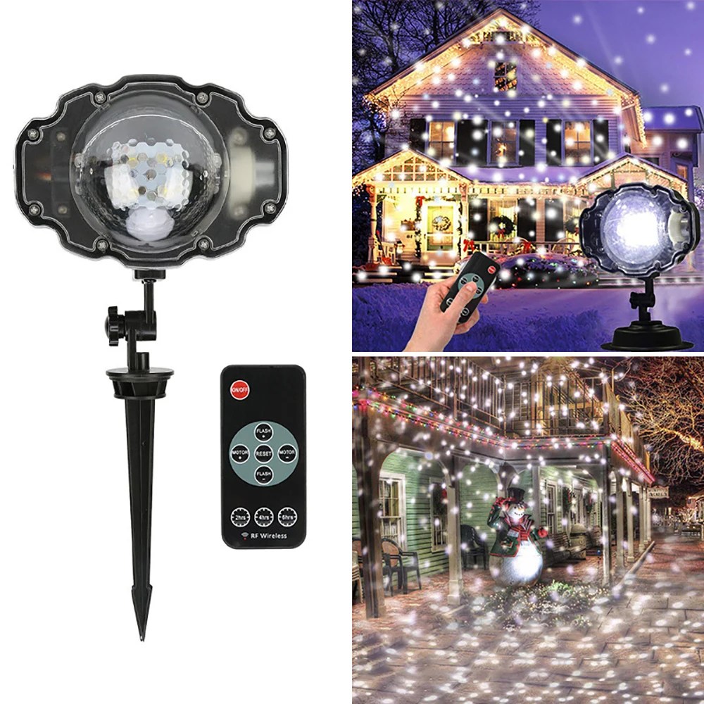 Рождественский Снежный светильник прожектор с эффектом снегопада IP65 движущийся Снег Открытый сад лазерный проектор лампа для новогодних вечерние украшения