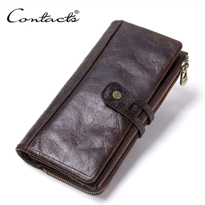 

Brand Men Wallet Genuine Leather Male Cell Phone Clutch Coin Purse Walet Portomonee PORTFOLIO Clamp For Money Bag Handy Long