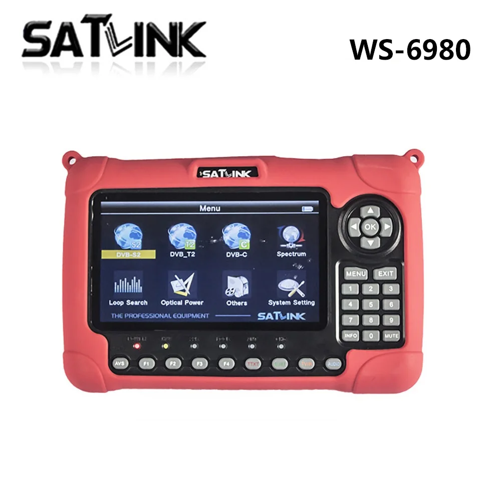 Satlink WS 6980 hevc 7 дюймов LCD WS6980 DVB S2/C T2 оптическое Обнаружение спектра спутниковый Finder