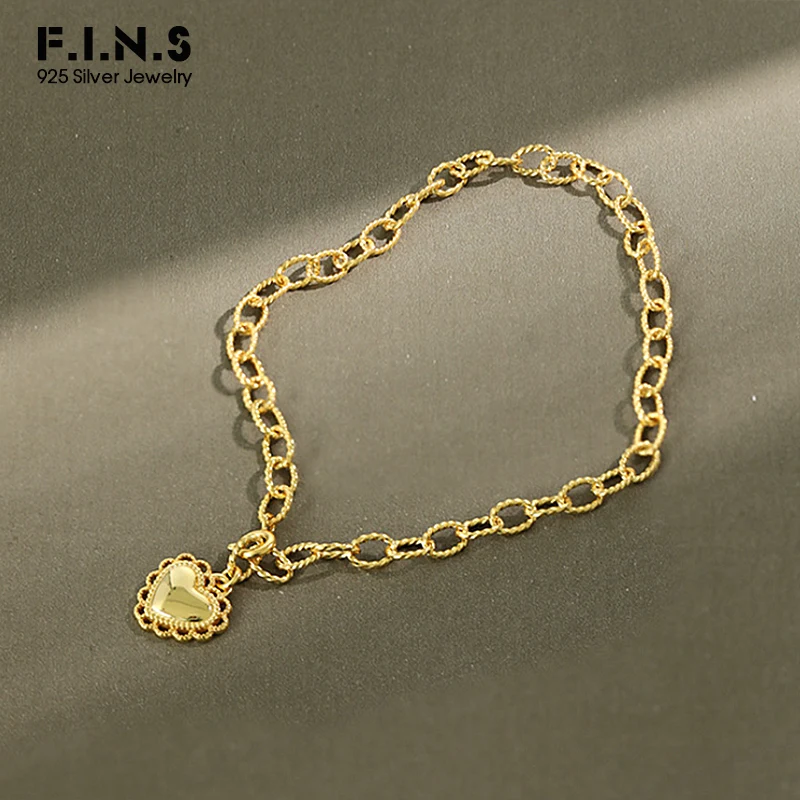 F.I.N.S S925 Sterling Silver Anklet Delicate Lace Heart-Shaped Pendant Gold Chain Female Anklet Silver Foot Jewelry F.I.N.S S925 Sterling Silver Anklet Delicate Lace Heart-Shaped Pendant Gold Chain Female Anklet Silver Foot Jewelry