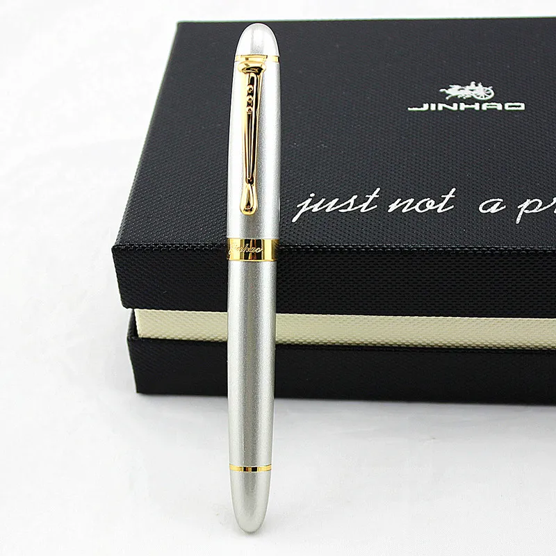 Jinhao 450 каллиграфическая самопишущая ручка изогнутое перо, чистый серебряный цвет подарочная ручка для рисования/офиса/дома - Цвет: I