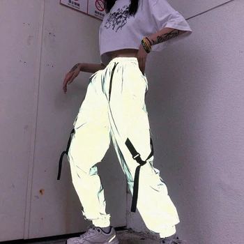 

Korean Harajuku Women Solid Cargo Plants Female Casual Empire Elastic Waist Loose Trousers Mujer Pantalones