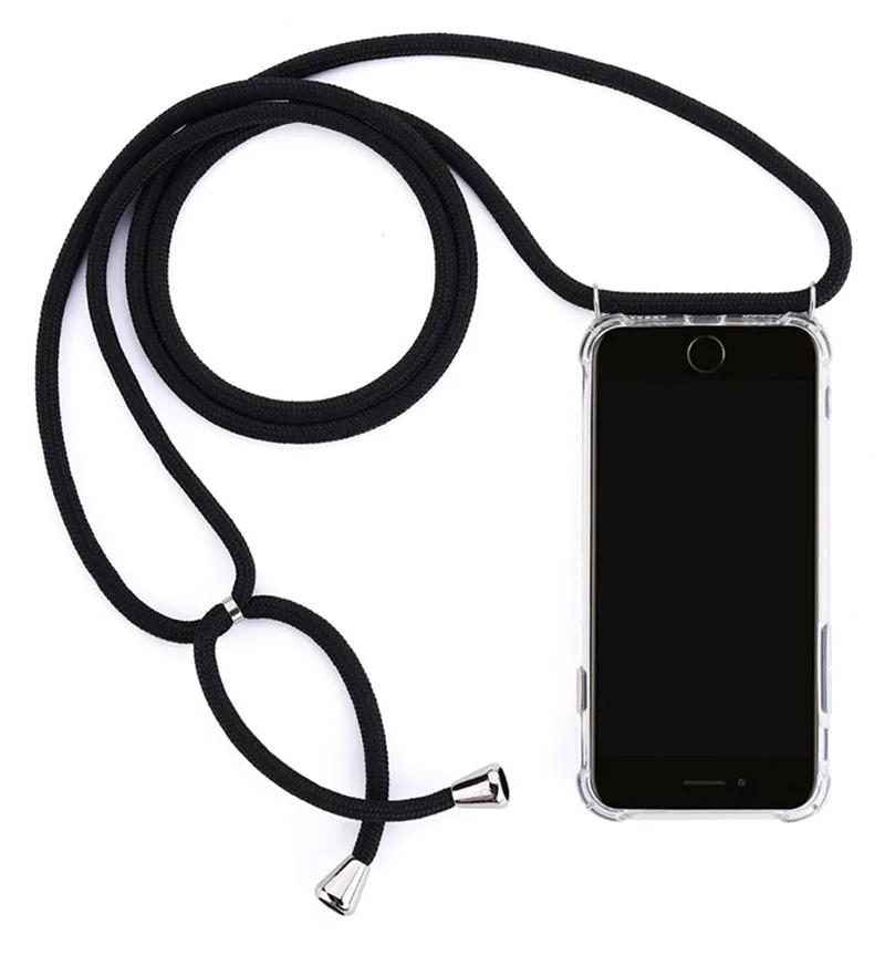 Necklace Lanyard Shoulder Strap Rope Gold Mirror Case for Samsung Galaxy S8 S9 S10 Plus S10e Note 8 9 10+ Crossbody Cord Cover