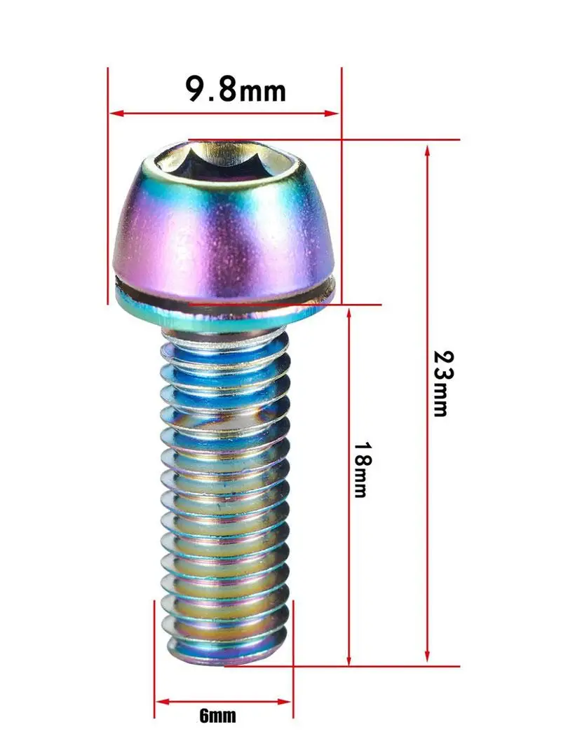 Stem Screw KRSEC titanium-plated rainbow mountain road bicycle handlebar bicycle  m5*18mm 304 stainless steel screw M6*18MM