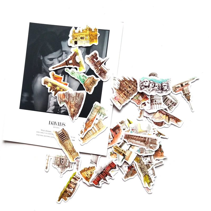 42 шт. водонепроницаемые наклейки в стиле ретро мини-игрушки знаковые здания