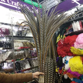 

Hot 100pcs High Quality 48-52inch/120-130cm Natural Copper Tail Chicken Feathers Stage Performances Craft Making Decoration
