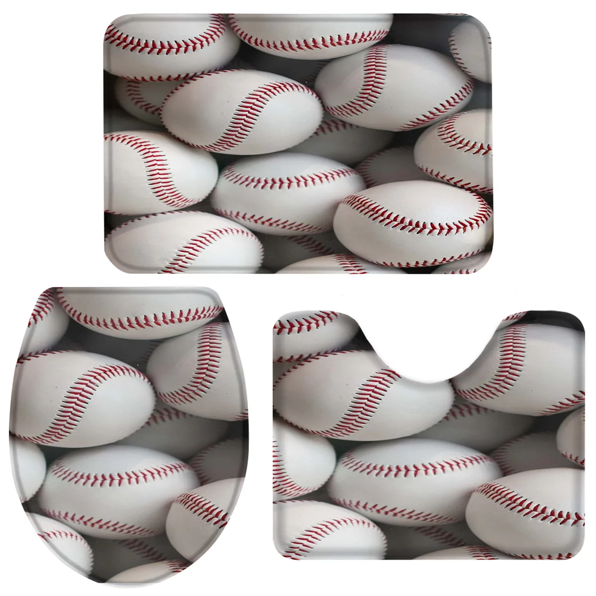 Набор из 3 предметов для ванной бейсбольный ворс набор покрытие унитаза коврик на