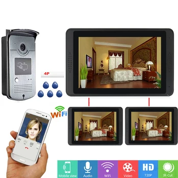 

RFID Access Control Video Intercom 7 Inch LCD Wifi Wireless Video Door Phone Doorbell Visual Intercom Camera KIT Android IOS APP
