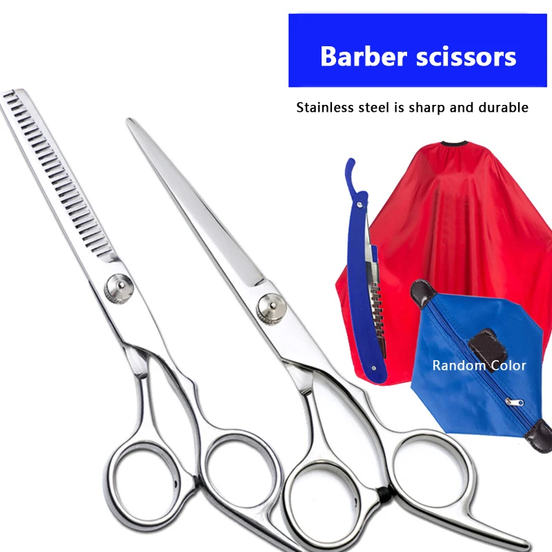 

6.0 Inch Professional Stainless Barber Scissors Set For Hairdressing Thinning Texturizing Salon Or Home Use