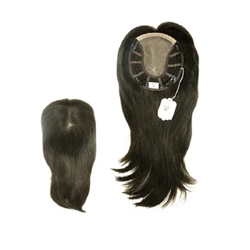 

European virgin hair top piece , hair topper 14inch fine mono straight with body base 6x7inch free shipping