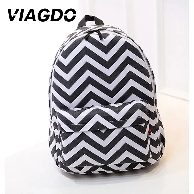 

Women Casual Zig Zag Printed Satchel School Bookbag Handbag Rucksack Backpack