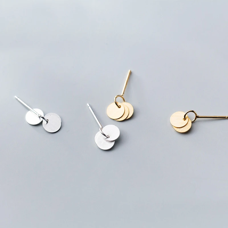 

MloveAcc Real 925 Sterling Silver Round Little Slice Fashion Stud Earrings for Women Wedding Small Earrings Genuine Jewelry