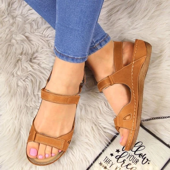 Г., г., новые летние сандалии женские удобные сандалии с круглым носком на плоской подошве обувь на мягкой подошве Sandalias Mujer - Цвет: Brown