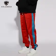 

Aolamegs Sweatpant Men Side stripe Patchwork Drawstring Track Pants Casual Loose Hip Hop Rock Hipster Joggers Trouser Streetwear