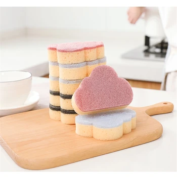 

Cloud Magic Cleaning Sponge Brush Kitchen Office Dishwashing Brushes Household Dishwashing Eraser Sponge Pads Color Tools 4Pcs