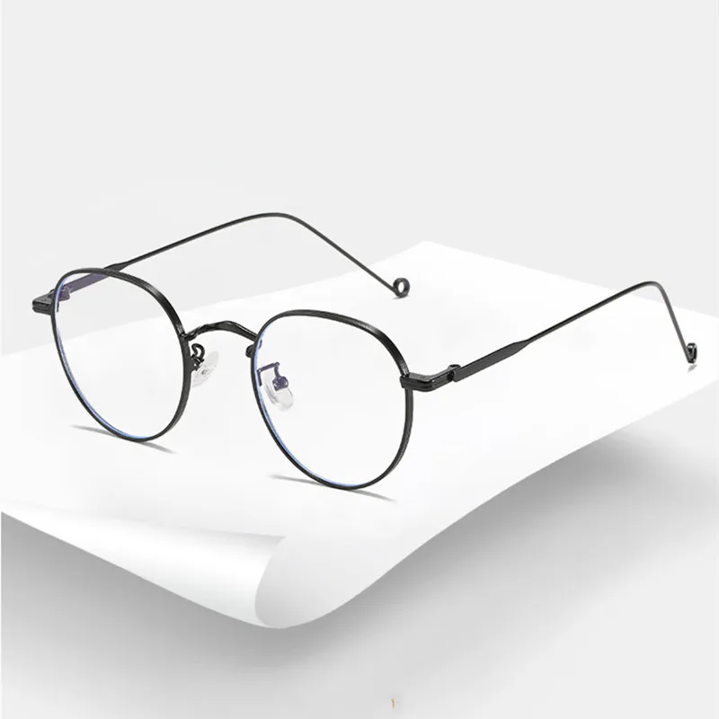 New Metal Round Rim Anti Blue Light Spectacle Frames Men's Literary ...