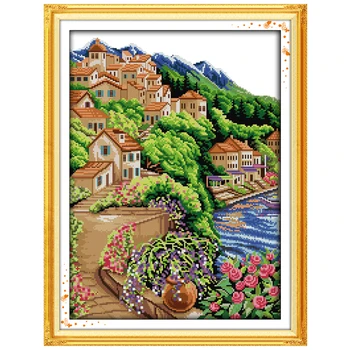 

Near sea and hill painting counted 11CT 14CT DIY kit Chinese wholesale Cross Stitch embroidery needlework Sets home decor
