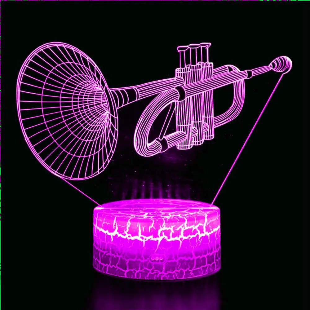 Music Trumpet Guitar Drum Set Saxophone Notes LED 3D Night Light Colorful Children Friends Christmas Gift Toy Decoration | Освещение