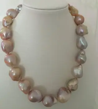 

Fashion jewelry Free Shipping elegant20-25mm south sea baroque lavender pearl necklace 18inch 925s