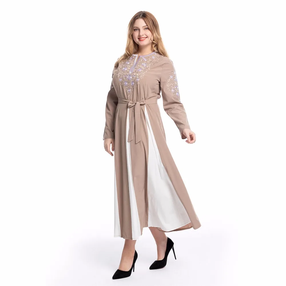 Элегантная мусульманская вышивка abaya Макси платье хиджаб длинные халаты кимоно Рамадан Eid Исламская, молитвенная Ближний Восток Tesettur Elbise