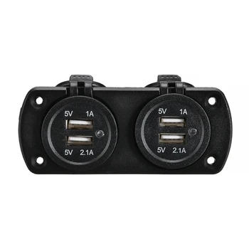 

1pc 5V 2.1A 1A Car 4 USB Charging Ports Socket Power Charger Cables Adapters LED Light For Auto Camper Van Truck 105x43mm