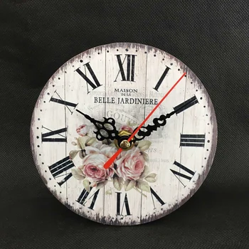 

12cm Vintage Wooden Wall Clock Shabby Chic Rustic Kitchen Home Antique Timer
