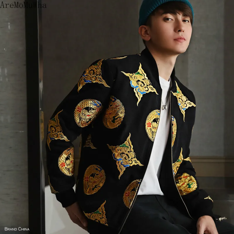 

AreMoMuWha Chinese Style Embroidery Cotton Clothing Clothes Xiangyun Group Dragon Gold Silk Trend Jacket Robes Couple Models 464