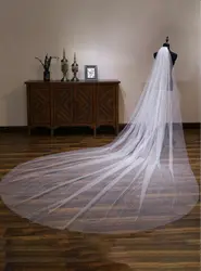 Single layer 3M long soft bridal long veil church church long with comb highlight net bridal wedding accessories