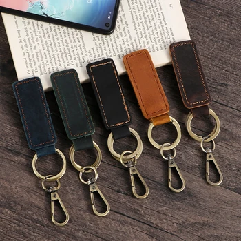 

1PC Fashion Men Leather Belt Keychain Retro Handmade Unique Multicolor Car Key Ring Friendship Alloy Keychain Gifts