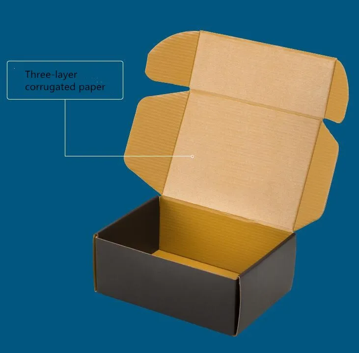 

10PCS Black Airplane Box Postal Express Package Hard Cardboard Packaging Box Clothing Carton Wig Packaging Box Custom