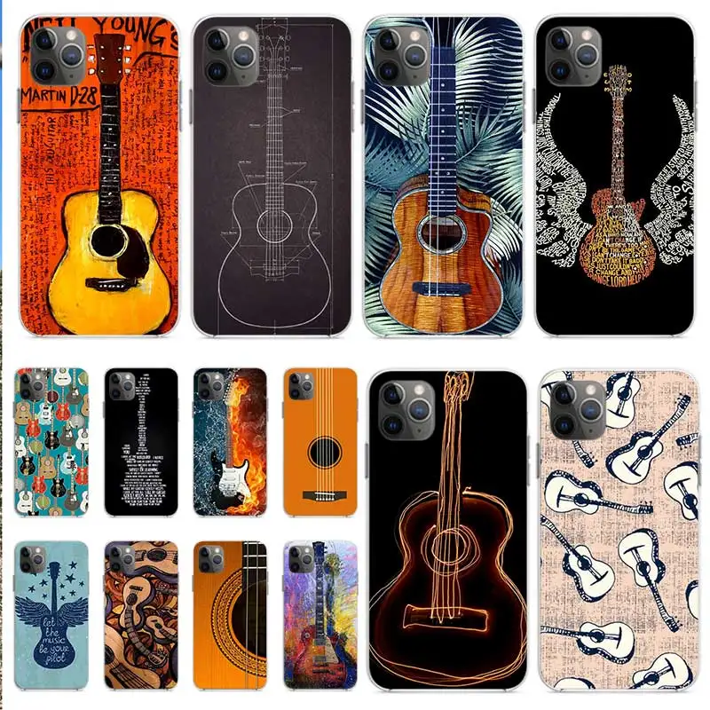 Guitar Music Soft Mobile Phone Covers For IPhone X XS MAX SE 2020 XR 11 11Pro 12 Mini Shell 8 7 6 6S Plus Transparent TPU Case | Мобильные