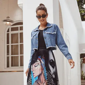 

Fashion Jeans Jacket Women Spring Autumn Long Sleeve Stretch Short Denim Jacket Coats