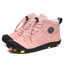 Зимние детские теплые ботинки для девочек и мальчиков, легкая спортивная обувь для улицы, бархатная детская обувь, ботинки, розовые, темно-синие